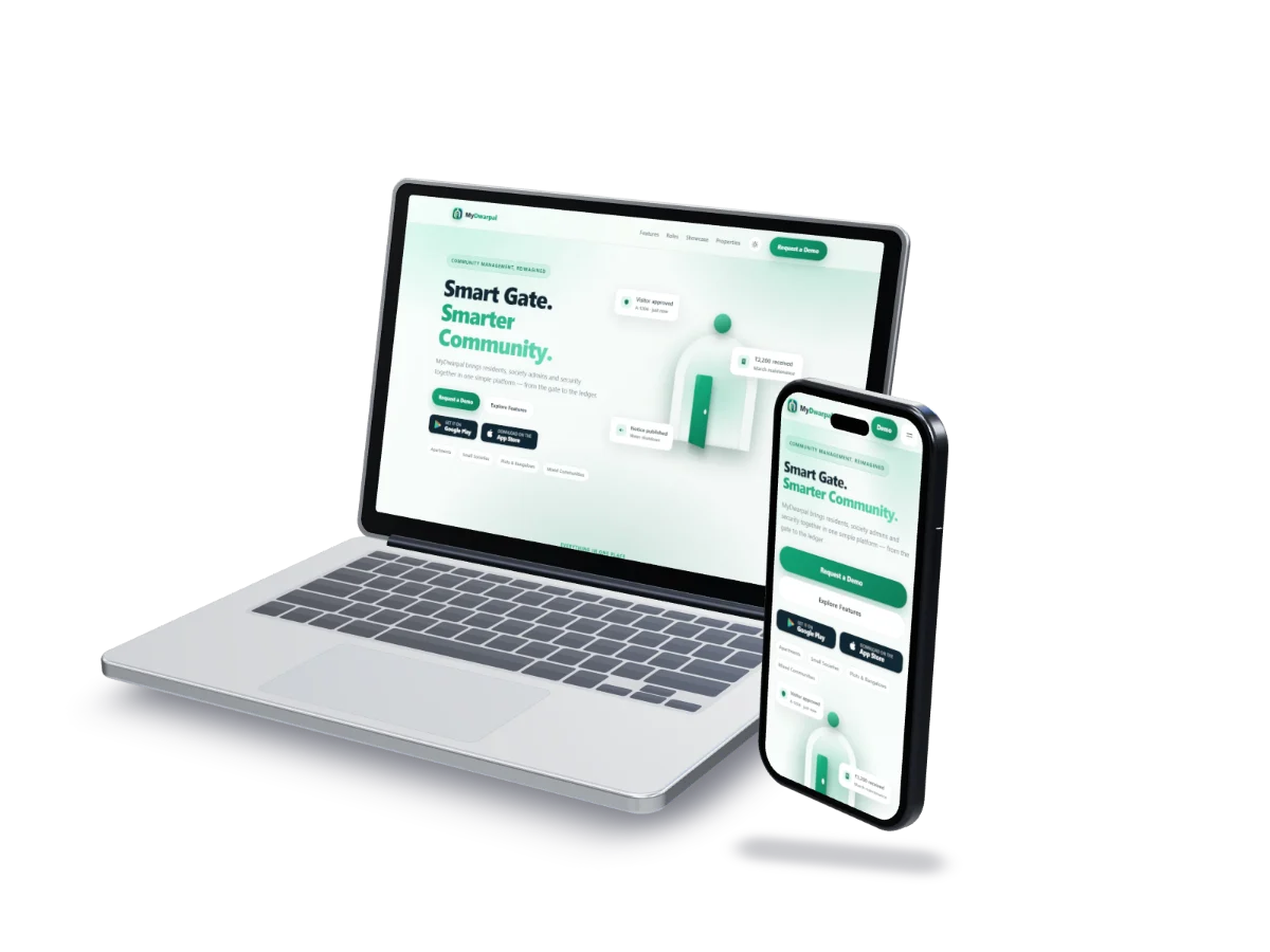 MyDwarpal's website and app on a laptop and phone